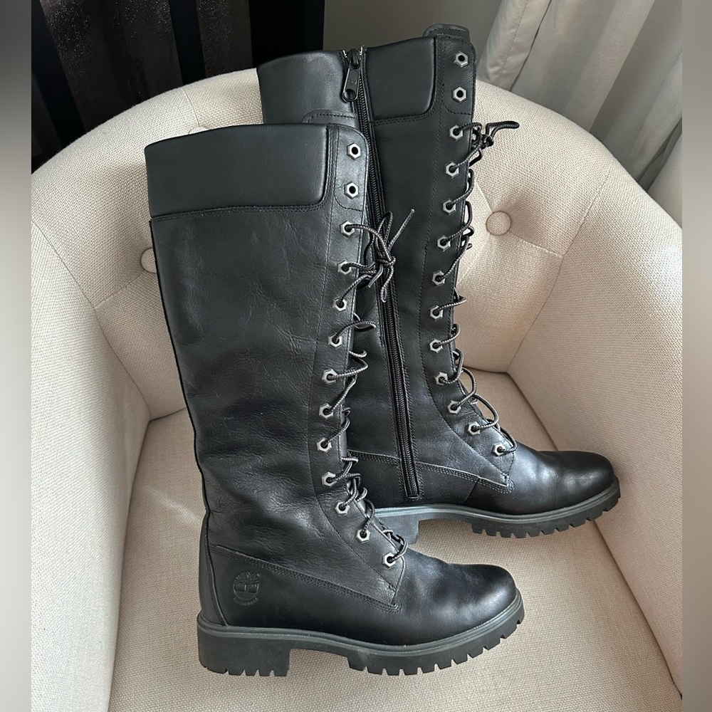 Timberland Waterproof Leather Lace-Up Knee High Boots